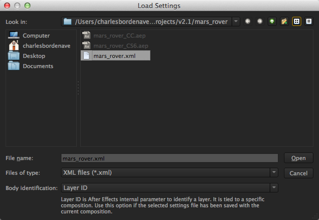 Load Settings Dialog Load Settings Dialog
