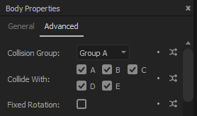 Body Properties Panel - Advanced